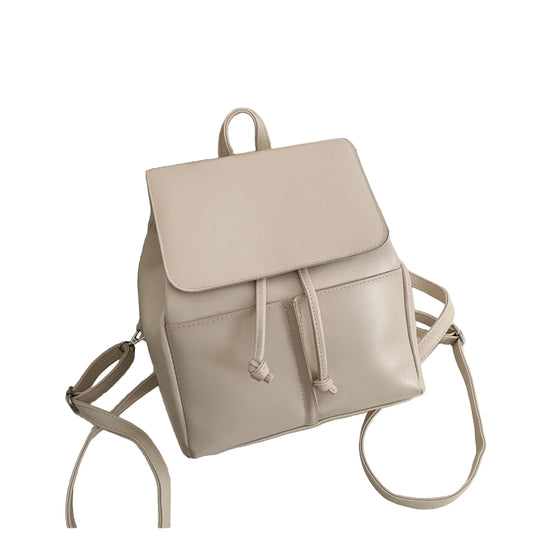 Mini soft-leather look backpack in black PU leather