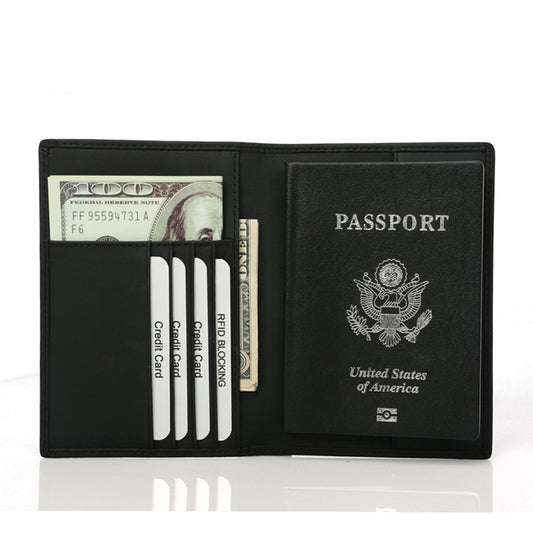 First-Layer Cowhide Passport & Boarding-Pass Wallet — Premium Leather Travel Organizer