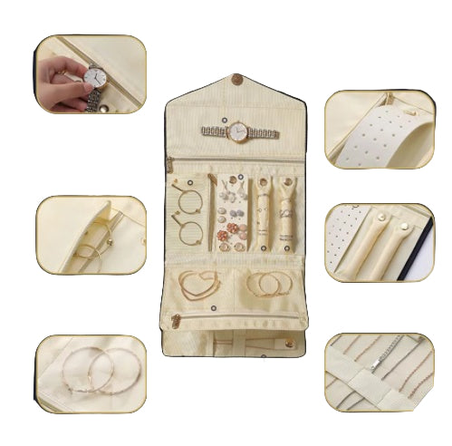 Large Capacity Jewelry Storage Bag – Portable PU Organizer for Rings, Earrings & Necklace