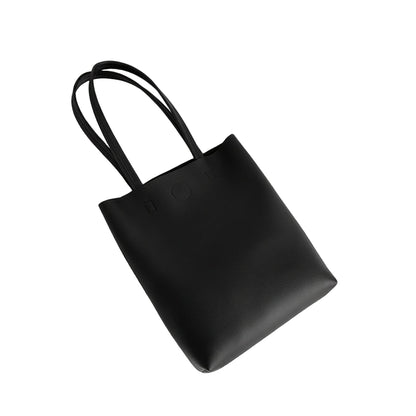 Black soft leather carryall tote bag by B & P Atelier
