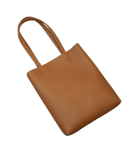 Brown soft leather carryall tote bag by B & P Atelier