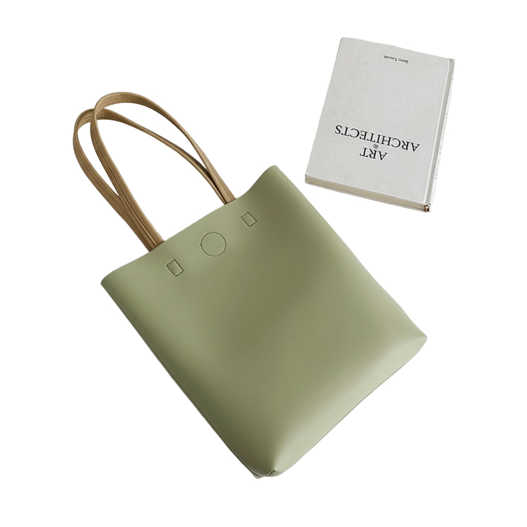 Green soft leather carryall tote bag by B & P Atelier