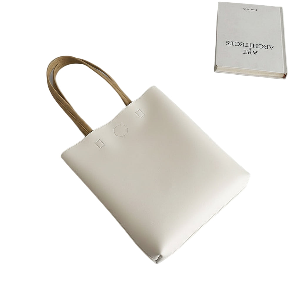 White soft leather carryall tote bag by B & P Atelier