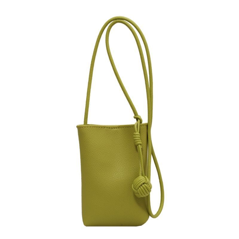 Mini phone crossbody bag in green PU leather
