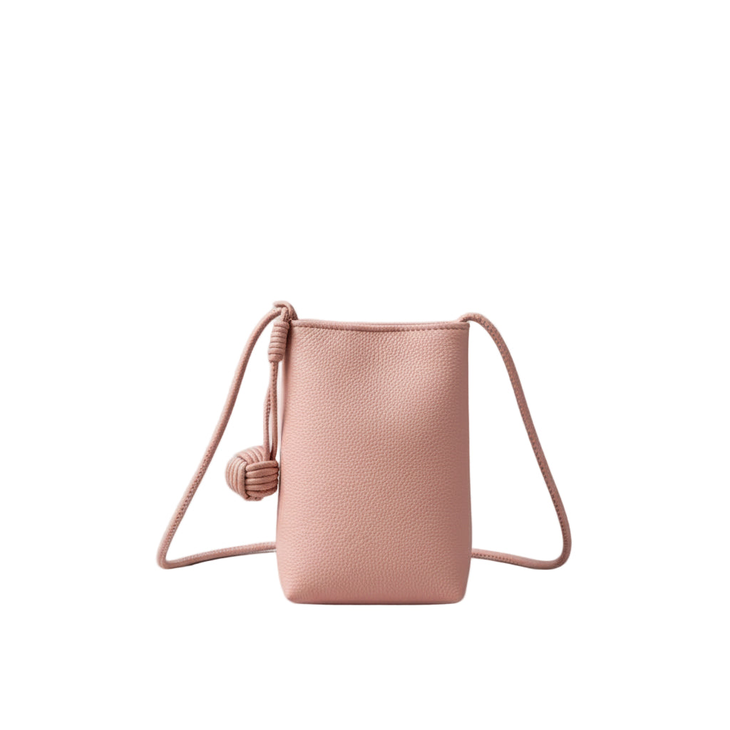 Mini phone crossbody bag in pink PU leather