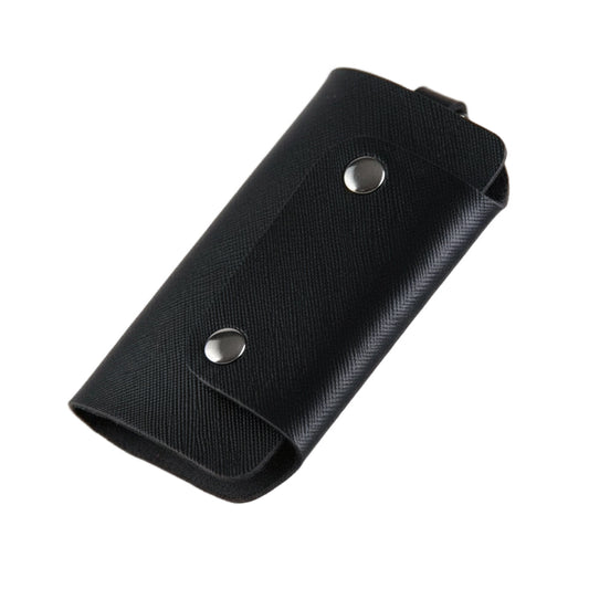 Plaid PU leather key case clutch in black by B & P Atelier