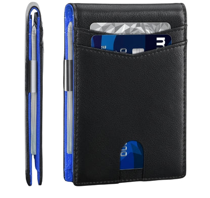 Classic blue anti-theft card holder wallet