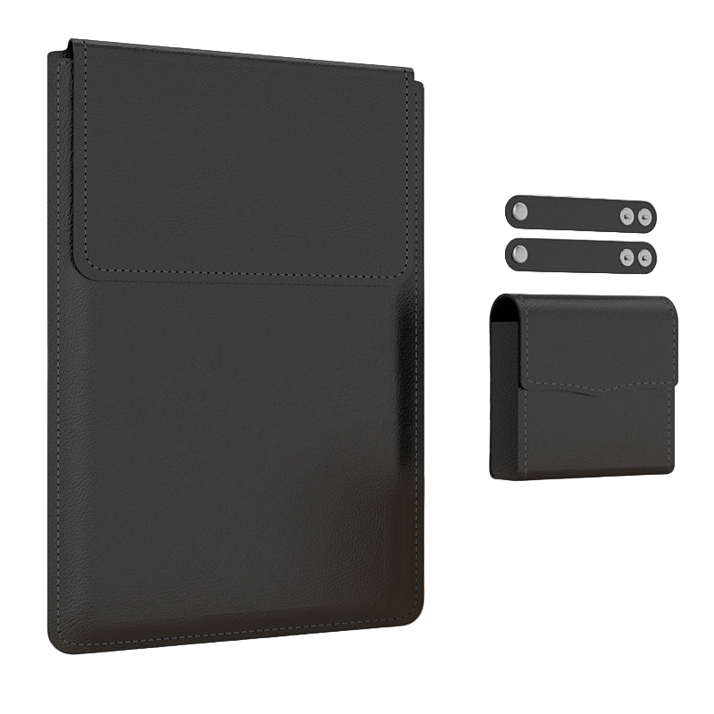 Black B PU laptop sleeve with built-in bracket by B & P Atelier