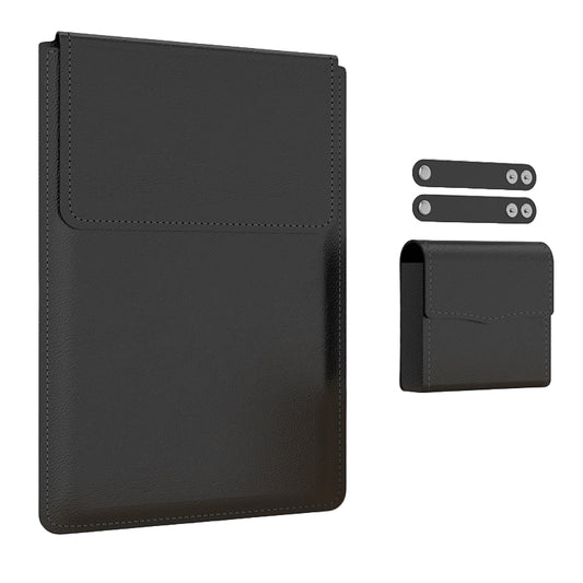 Black B PU laptop sleeve with built-in bracket by B & P Atelier