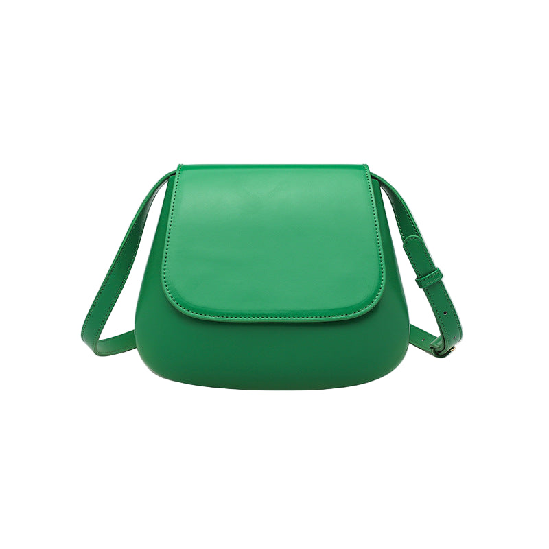 Green PU leather saddle shoulder bag by B & P Atelier
