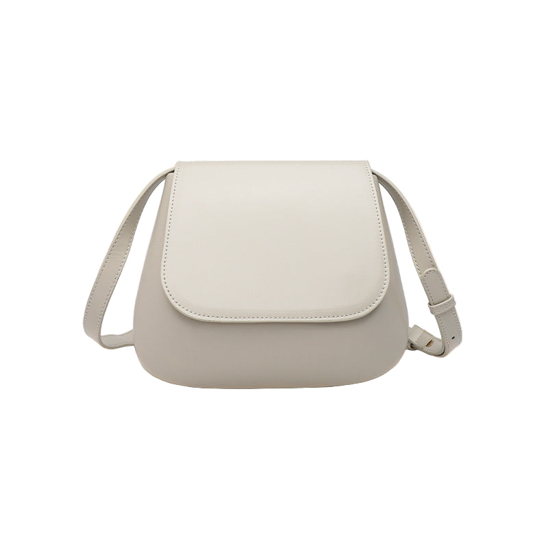 White PU leather saddle shoulder bag by B & P Atelier