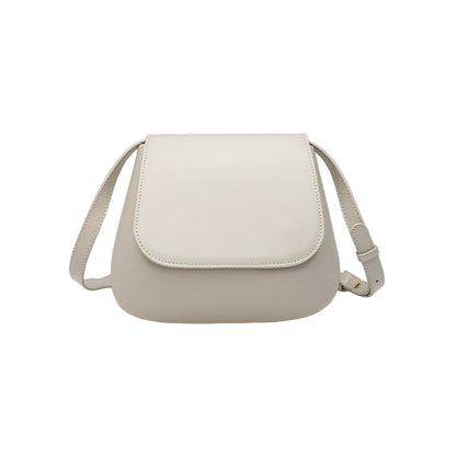 White PU leather saddle shoulder bag by B & P Atelier