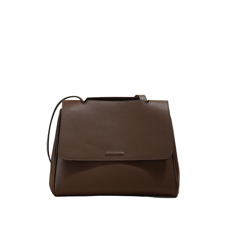 Soft-leather-look bucket bag in coffee with adjustable strap by B & P Atelier