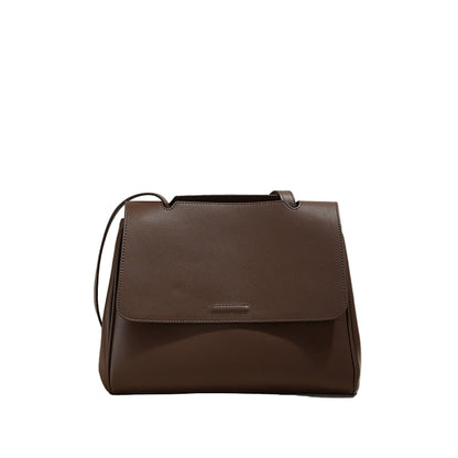 Soft-leather-look bucket bag in coffee with adjustable strap by B & P Atelier