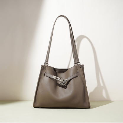 Top-Grain Leather Vintage Minimalist Shoulder Bag by B & P Atelier