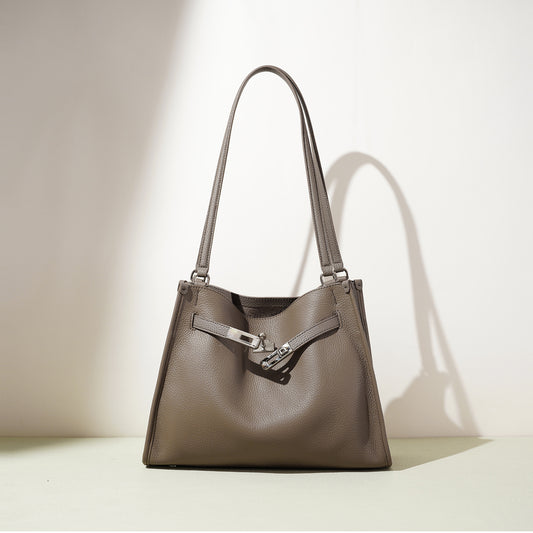 Top-Grain Leather Vintage Minimalist Shoulder Bag by B & P Atelier