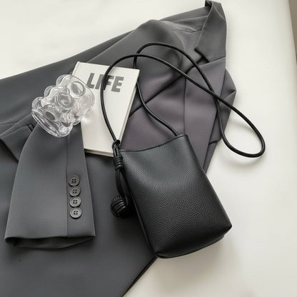 Mini phone crossbody bag in black PU leather