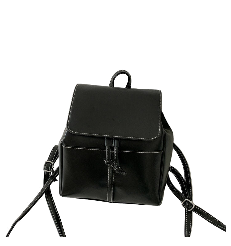 Mini soft-leather look backpack in black PU leather