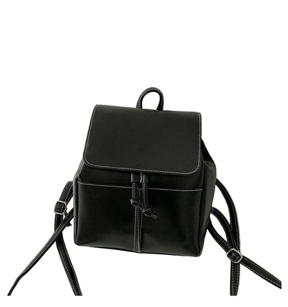 Mini soft-leather look backpack in black PU leather