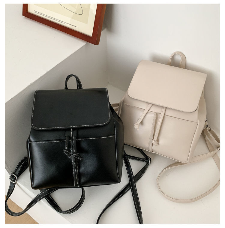 Mini soft-leather look backpack in black PU leather