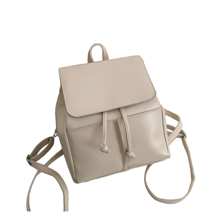 Mini soft-leather look backpack in black PU leather